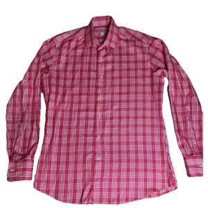Everards Clothing Shirt Mens Size Medium Red/White Button Up Made In Barcelona